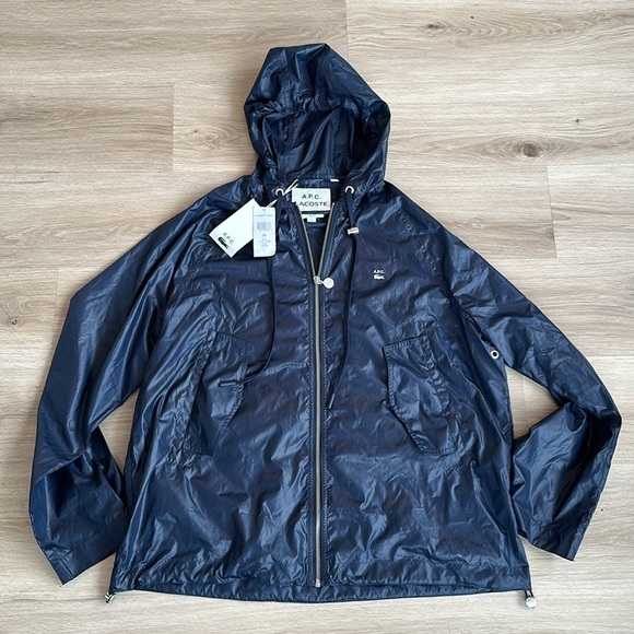 Lacoste x A.P.C. logo-print hooded jacket men’s medium - Picture 4 of 9